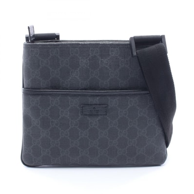 グッチ GUCCI GGスプリーム ショルダーバッグ バッグ PVCコーティングキャンバス レザー メンズ レディース ブラック系 / グレー系 162905 【中古】