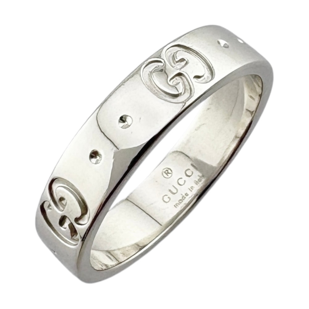 グッチ アイコン リング 指輪 9号 18金 K18ホワイトゴールド レディース GUCCI 中古