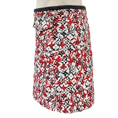 ルイヴィトン LOUIS VUITTON モノグラム スカート ホワイト ブラック レッド ジャカード