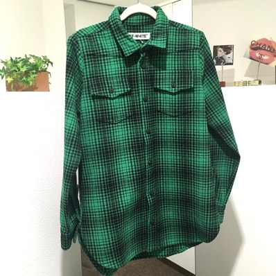 オフホワイト OFF-WHITE TARTAN SHIRT DIAG ALL OVER チェック柄 アウターその他 グリーン