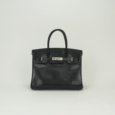 エルメス HERMES バーキン30 バーキン 30 バッグ トートバッグ リザード ノワール Noir ブラック Black 黒 シルバー金具 ハンドバッグ エキゾチック