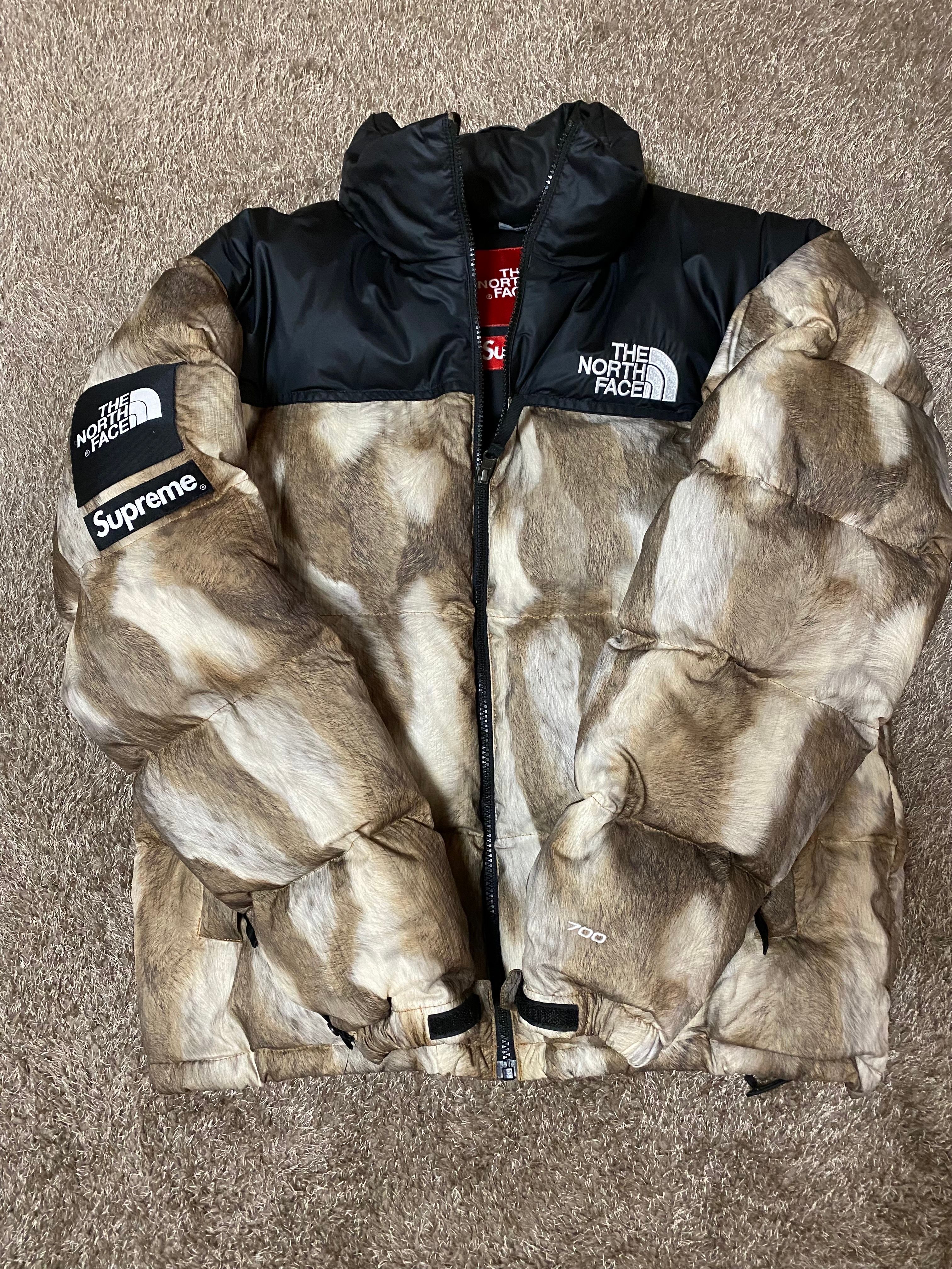Supreme x The North Face Fur Print Nuptse Jacket "Brown"
