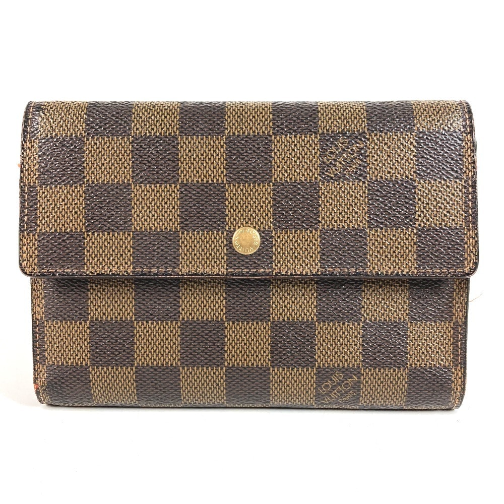 ルイヴィトン LOUIS VUITTON ポルトトレゾールエテュイパピエ N61202 ダミエ コンパクトウォレット 3つ折り財布 ダミエキャンバス エベヌ ブラウン