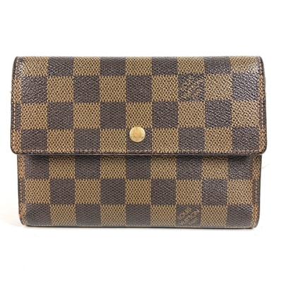 ルイヴィトン LOUIS VUITTON ポルトトレゾールエテュイパピエ N61202 ダミエ コンパクトウォレット 3つ折り財布 ダミエキャンバス エベヌ ブラウン