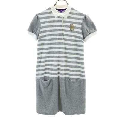 BEAMS GOLF ビームスゴルフ ボーダー柄 半袖 パイル地 ワンピース M グレー 他