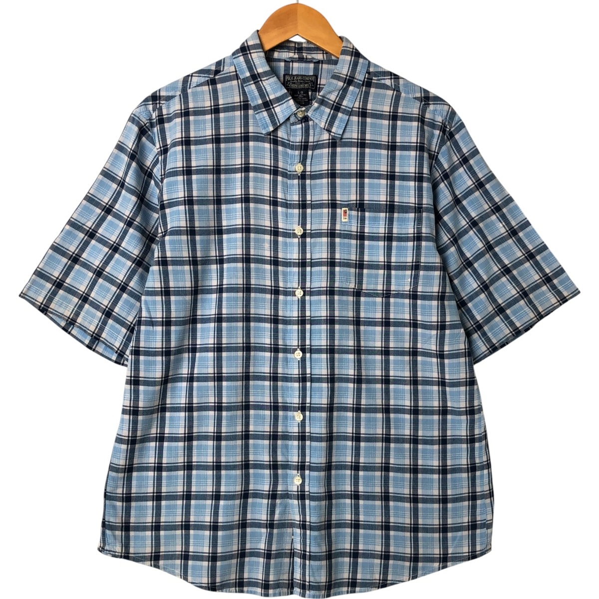 古着 00年代 ラルフローレン Ralph Lauren POLO JEANS COMPANY 半袖 ボタンダウン チェックシャツ メンズL相当/eaa550500