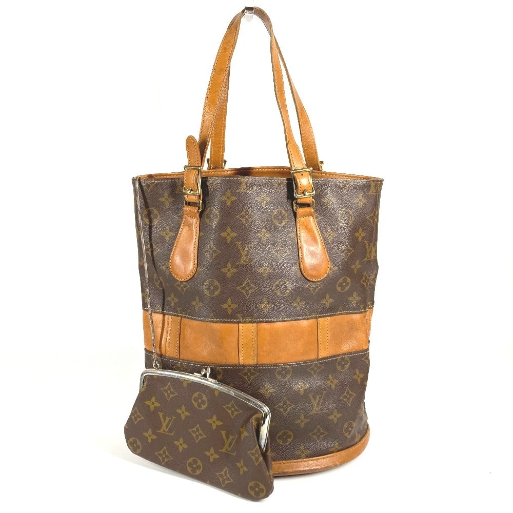 ヴィトン USA限定 バケット バケツ 付属ポーチ モノグラム がま口 D (傷や汚れあり)】ルイヴィトン LOUIS VUITTON バケットGM バケツ