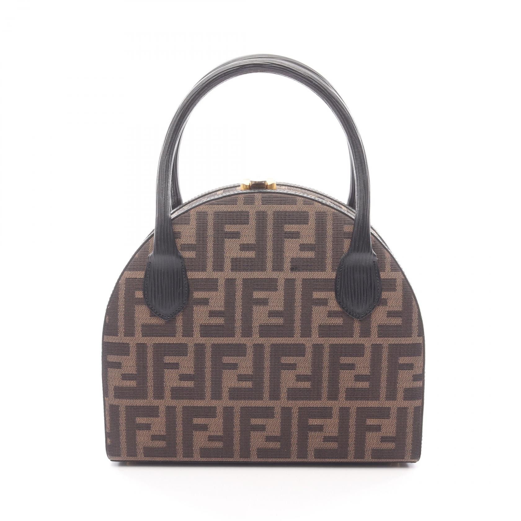 フェンディ FENDI ズッカ ハンドバッグ バッグ キャンバス レザー レディース ブラウン系 / ブラック系 【中古】