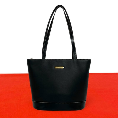 BURBERRY バーバリー ロゴ 金具 ノバチェック レザー トートバッグ ブラック
74057