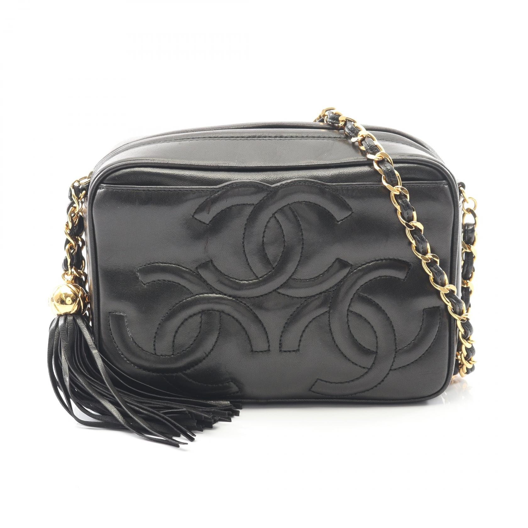 シャネル CHANEL トリプルココマーク ショルダーバッグ バッグ ラムスキン(羊革) レディース ブラック系 【中古】