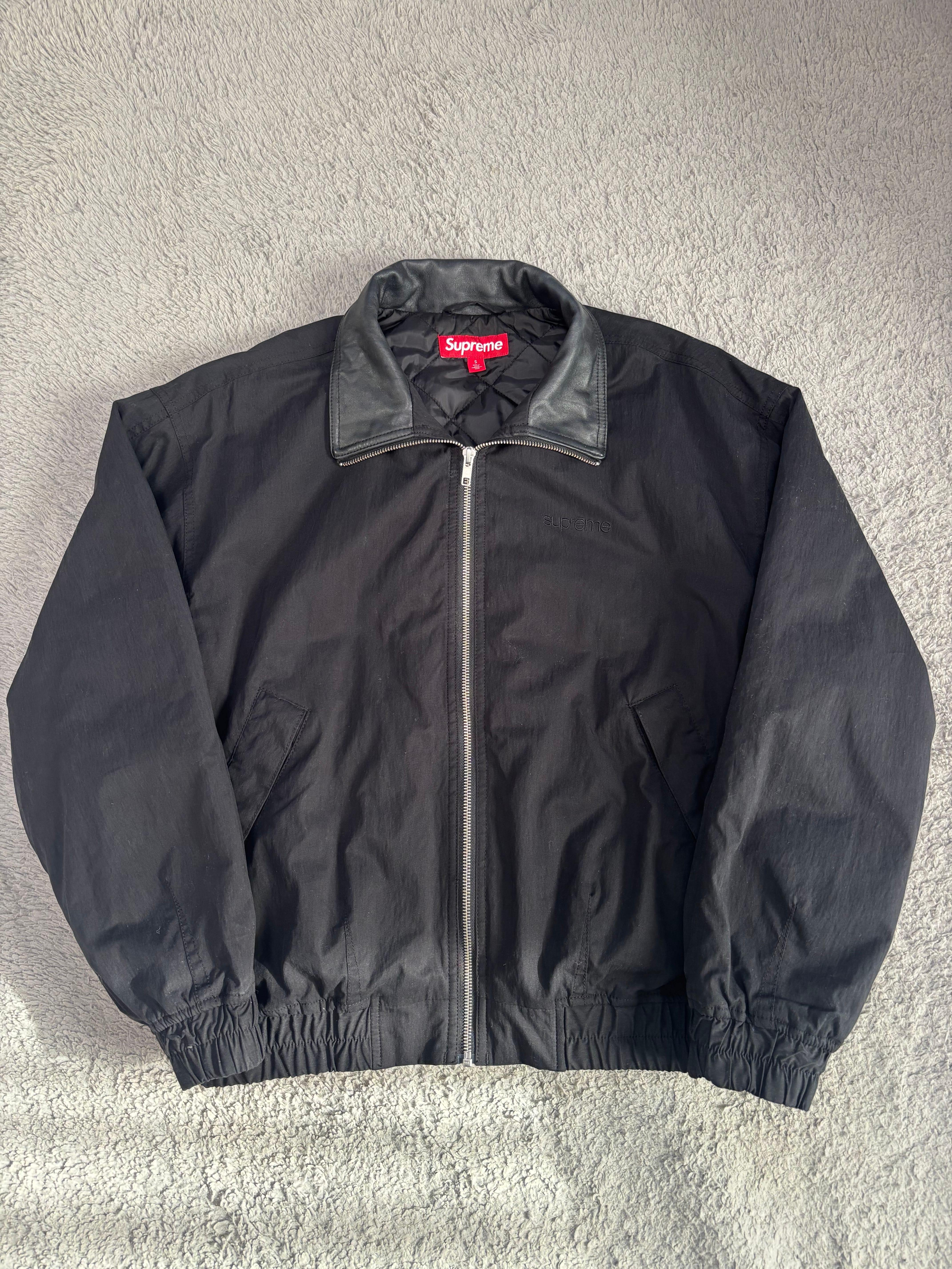 Supreme Leather Collar Utility Jacket "Black"