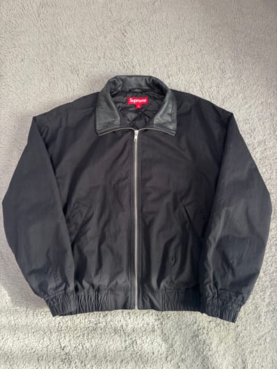 Supreme Leather Collar Utility Jacket "Black"