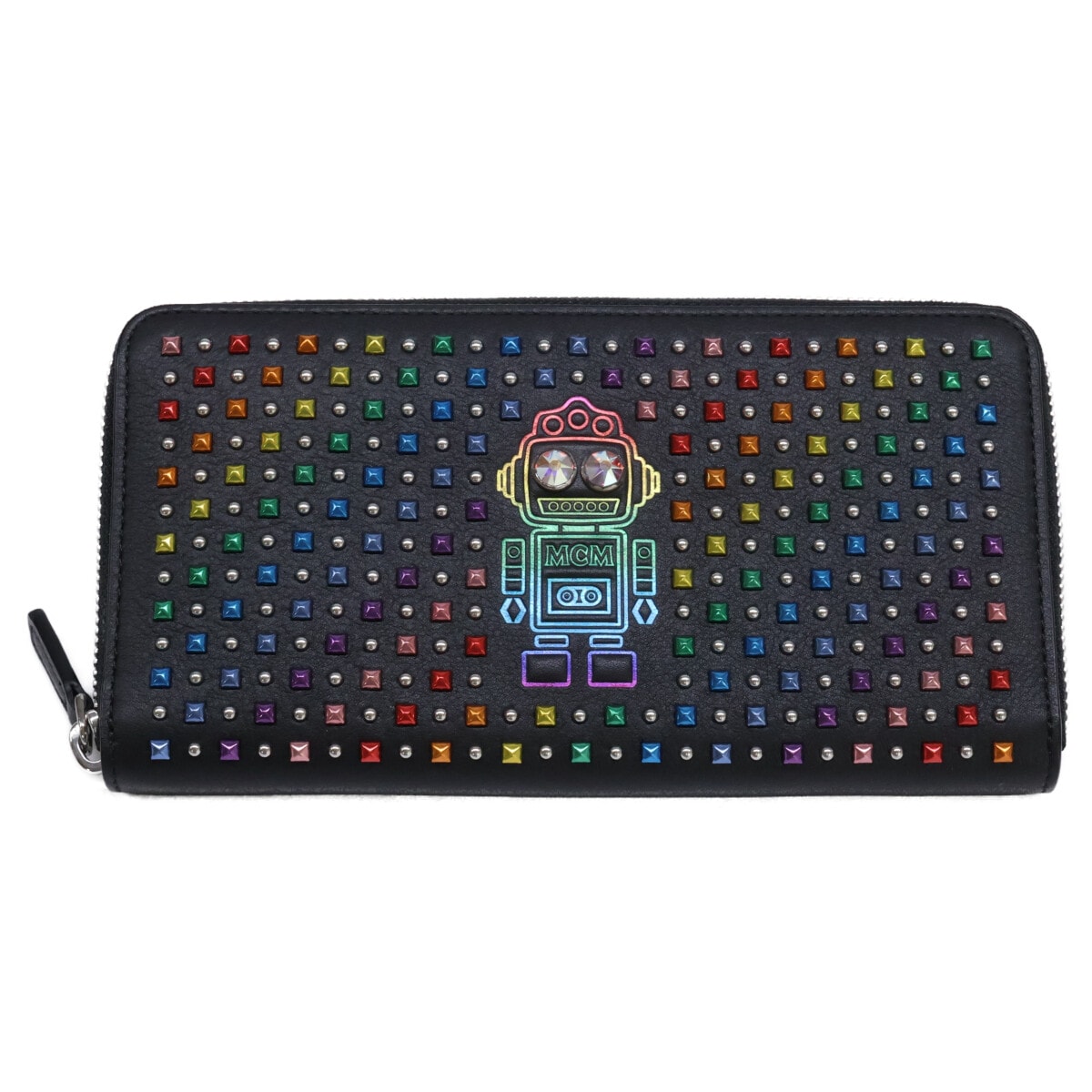 エムシーエム 【新品同様】MYL9SSV66 BK001 SKYOPTIC ROBOTER マルチカラースタッズ スワロフスキー ラウンドZIP 長財布