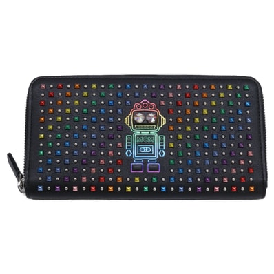 エムシーエム 【新品同様】MYL9SSV66 BK001 SKYOPTIC ROBOTER マルチカラースタッズ スワロフスキー ラウンドZIP 長財布