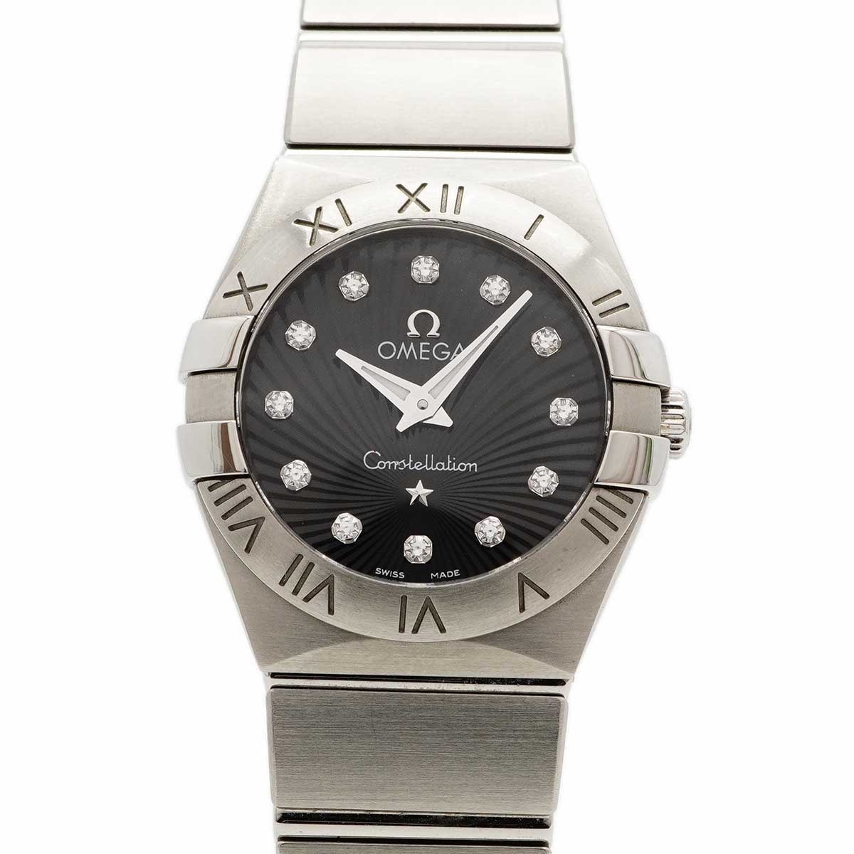 【6wdd0347】オメガ コンステレーション 123.10.24.60.51.001 黒文字盤【中古】腕時計 レディース