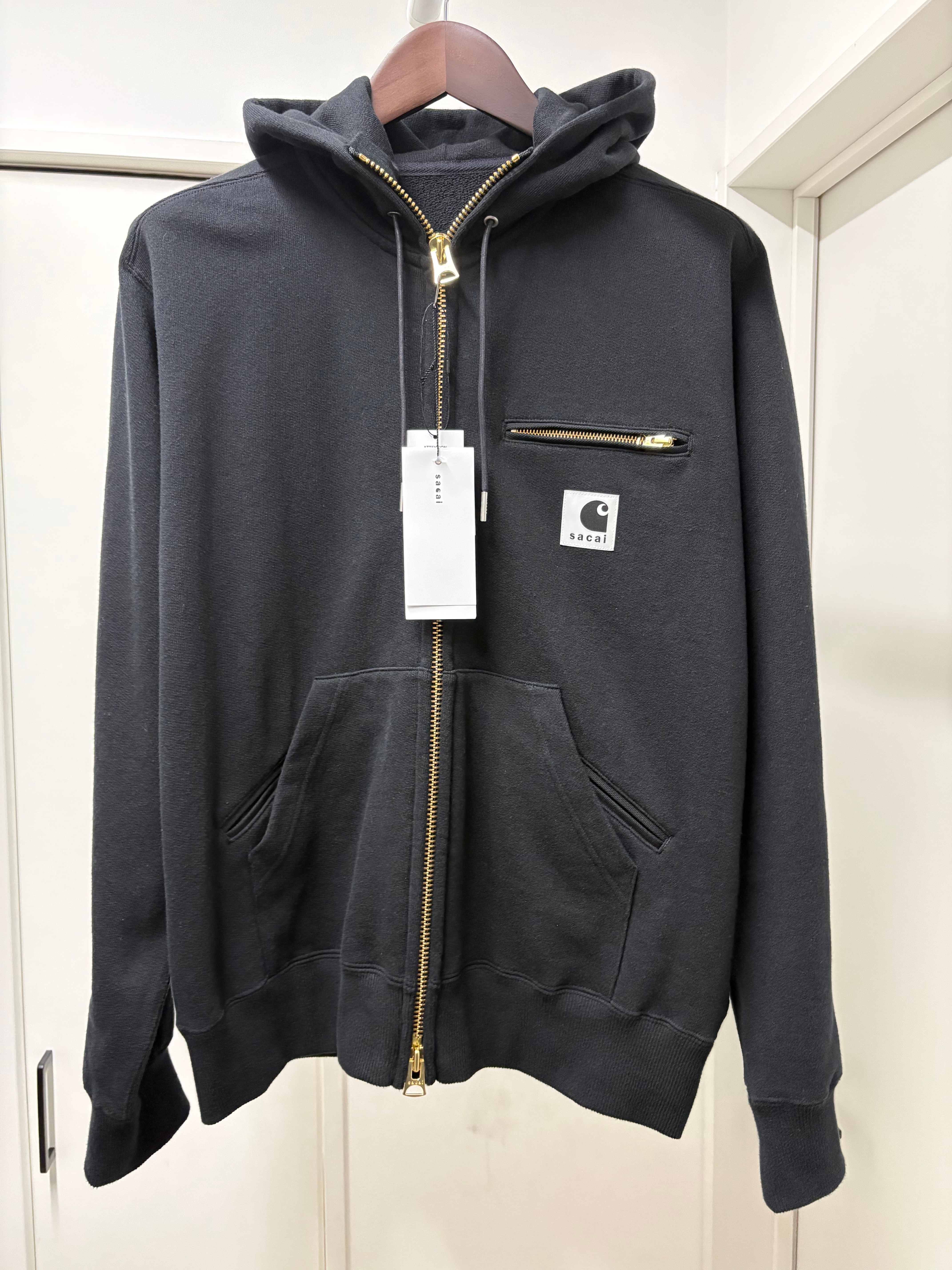 sacai x Carhartt WIP Cotton Jersey Hoodie "Black"