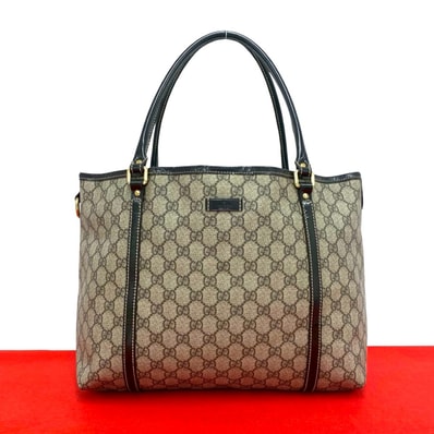GUCCI グッチ GGスプリーム ロゴ 柄 レザー PVC トートバッグ ブラウン
27568