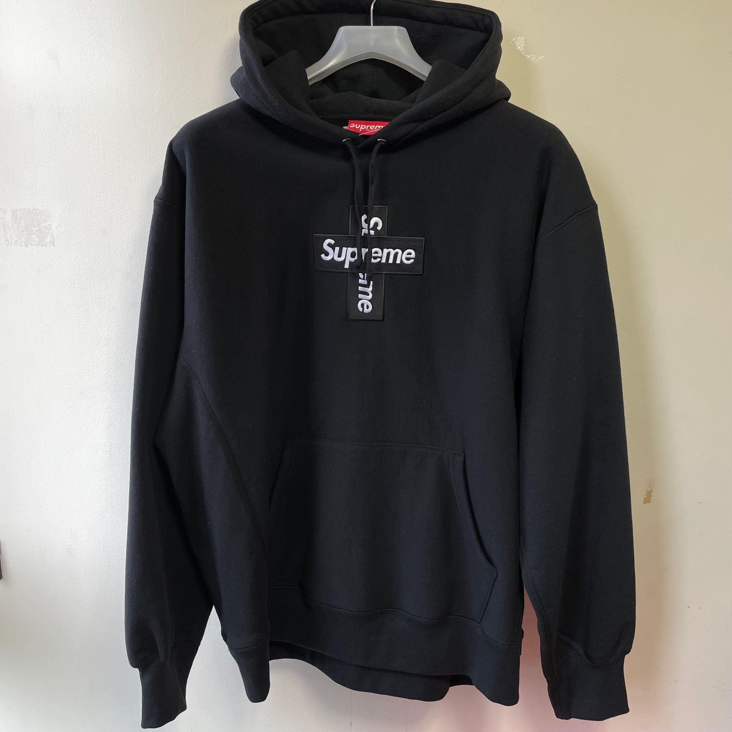 Supreme Cross Box Logo Hooded Sweatshirt "Black"