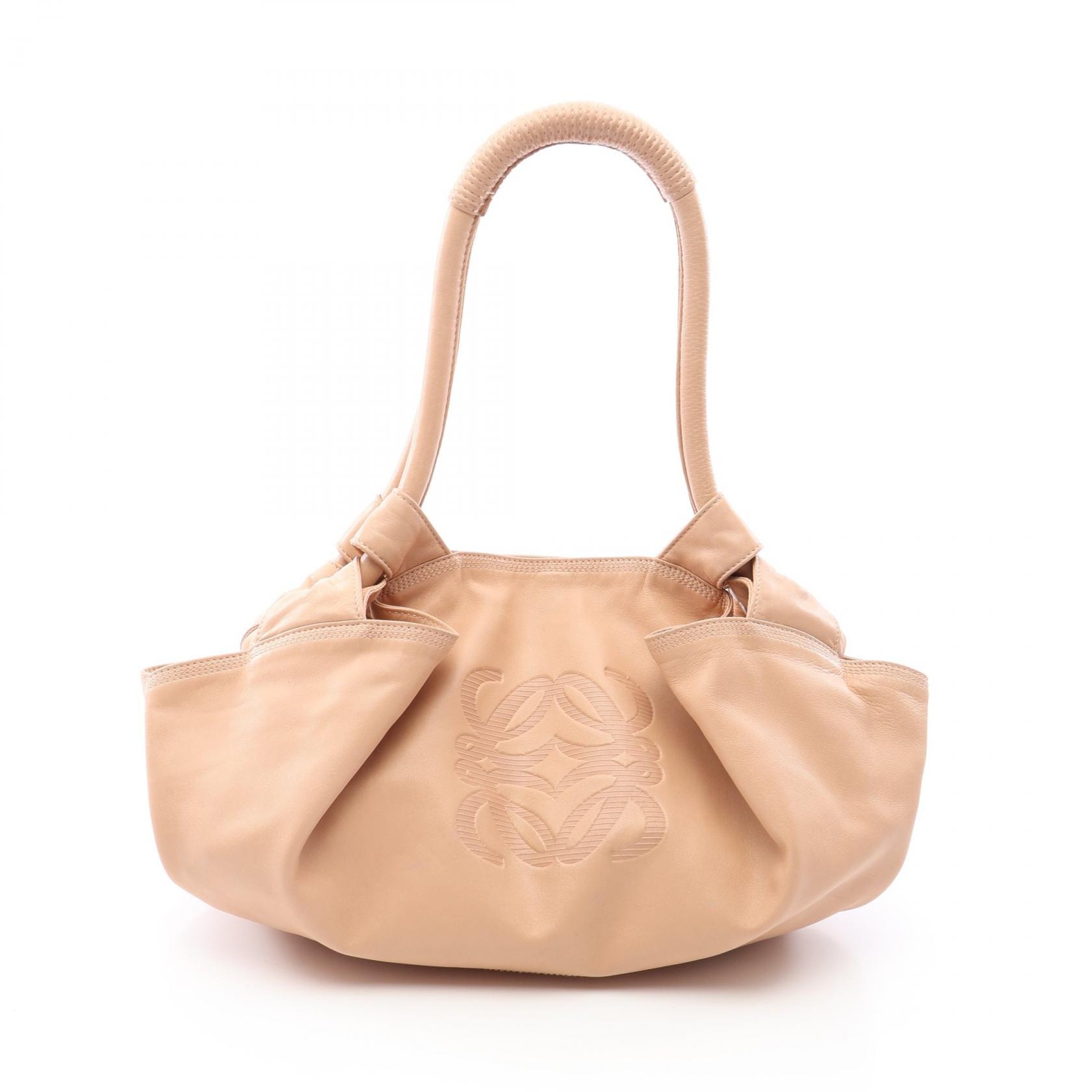 ロエベ LOEWE アナグラム ナッパアイレ ハンドバッグ バッグ レザー レディース ベージュ系 【中古】