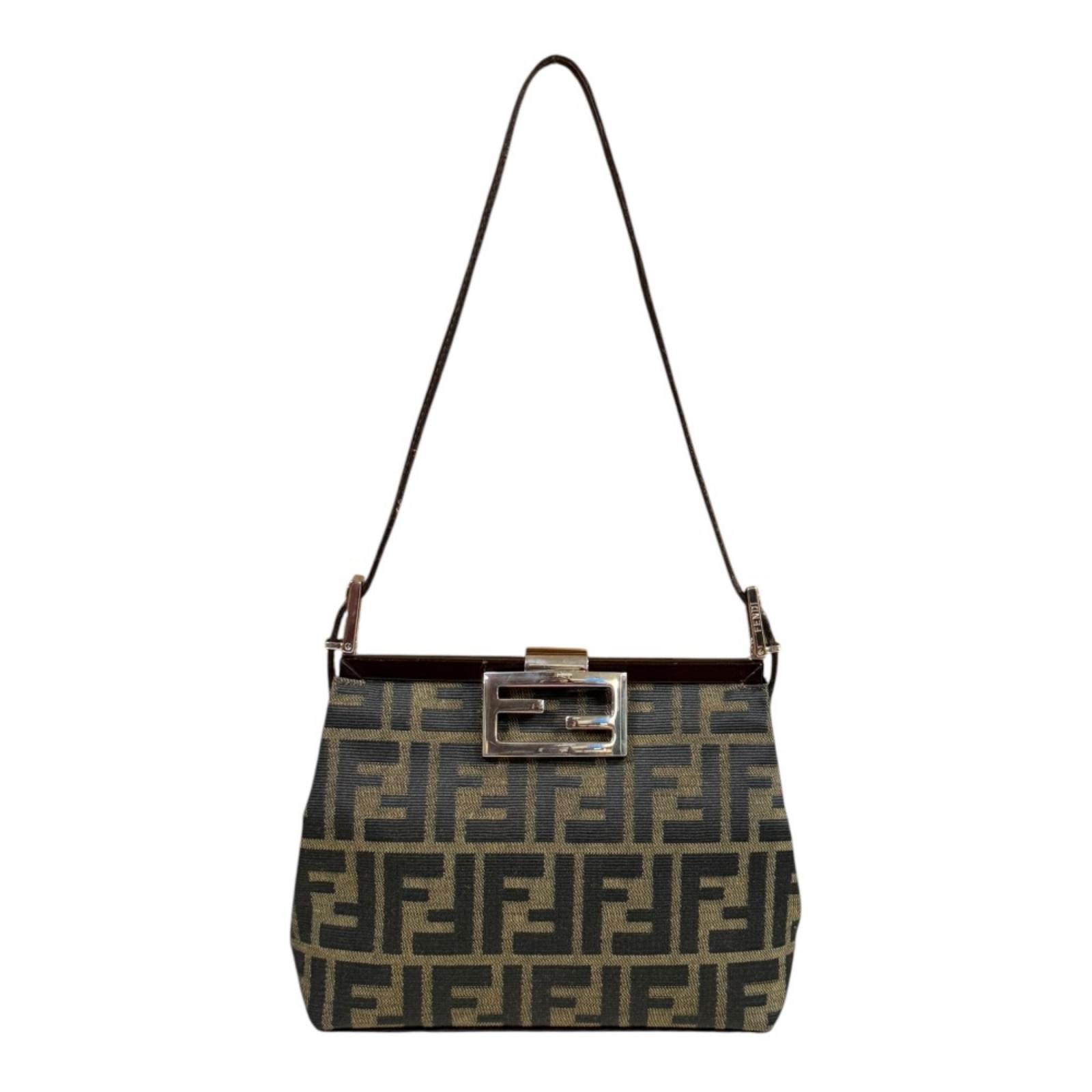 フェンディ ミニバゲット ズッカ ショルダーバッグ キャンバス ブラウン レディース FENDI  中古