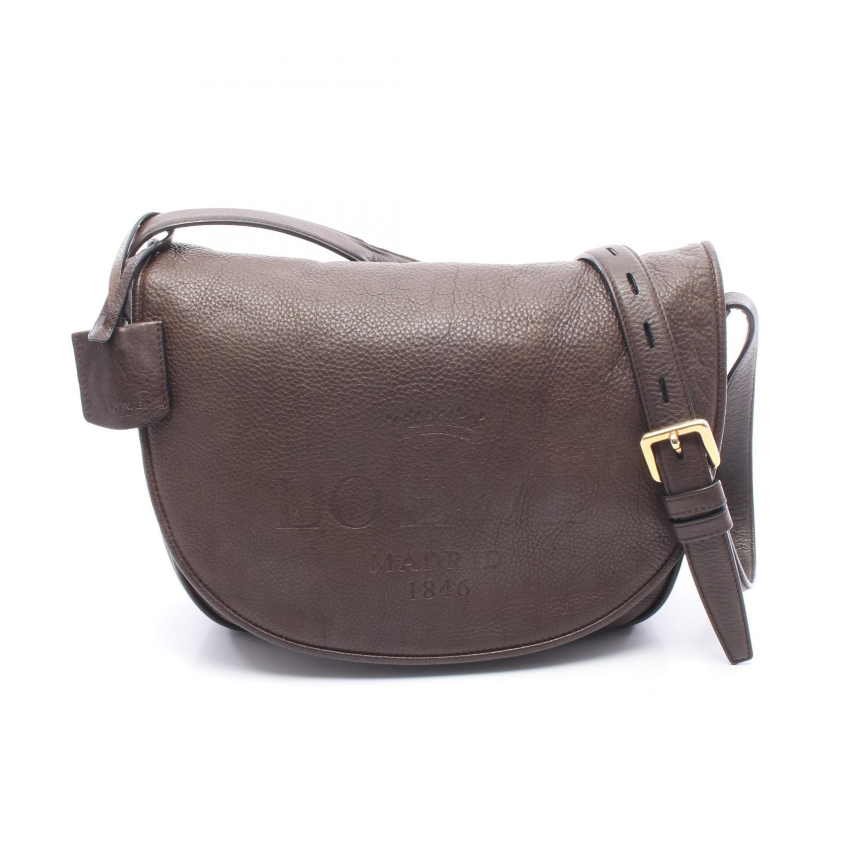 ロエベ LOEWE ヘリテージ ショルダーバッグ バッグ レザー レディース ブラウン系 376.79.752 【中古】