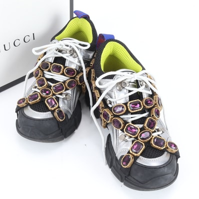 ■美品 グッチ フラッシュトレック クリスタル ビジュー チェーン 38