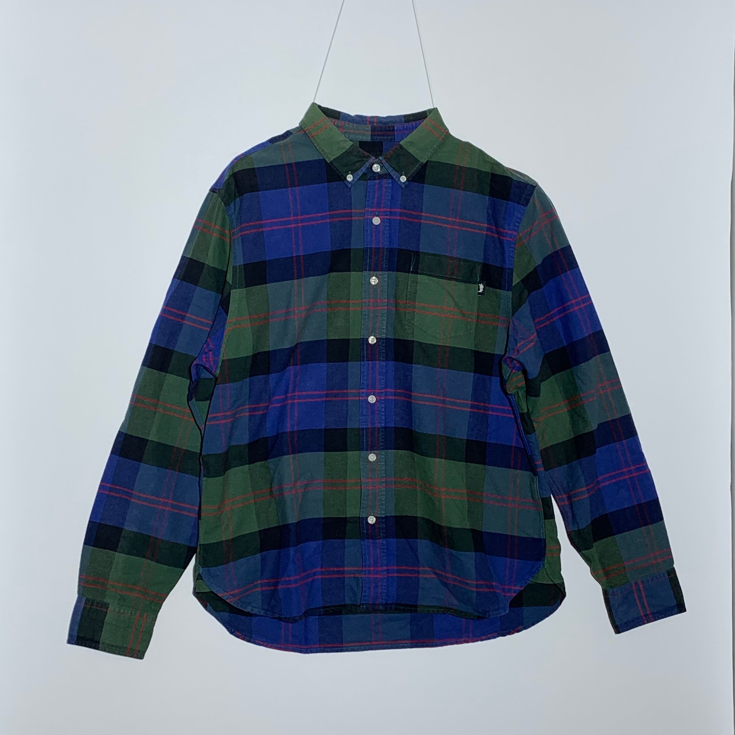 チェックオックスフォードシャツ ボタンダウン ブルー グリーン