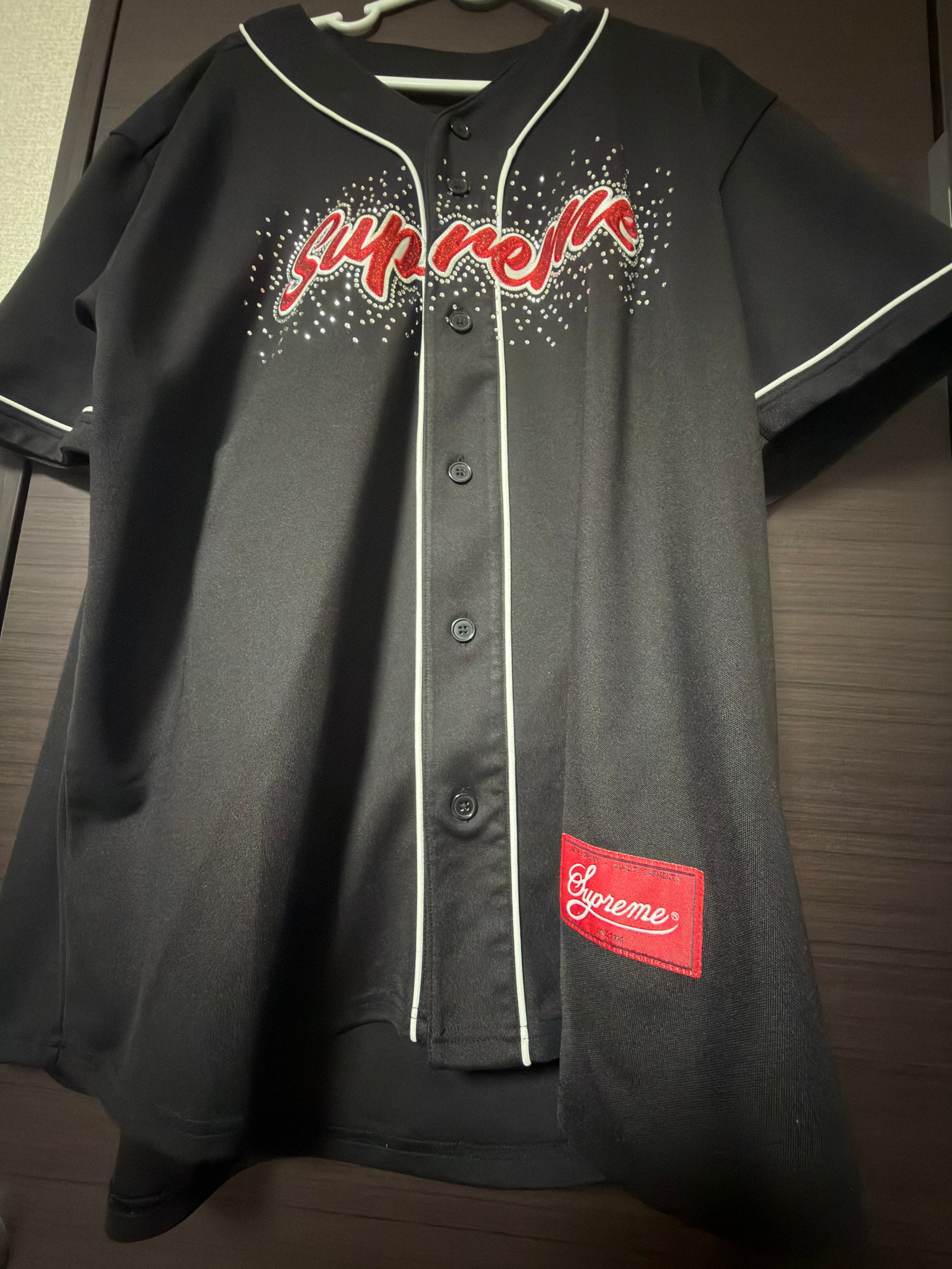 Supreme Rhinestone Baseball Jersey "Black"