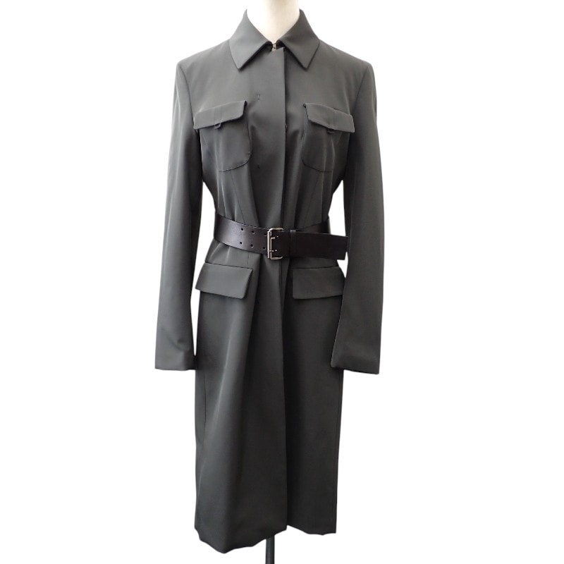 プラダ PRADA 42 ステンカラーコート グレー【中古】【ABランク】