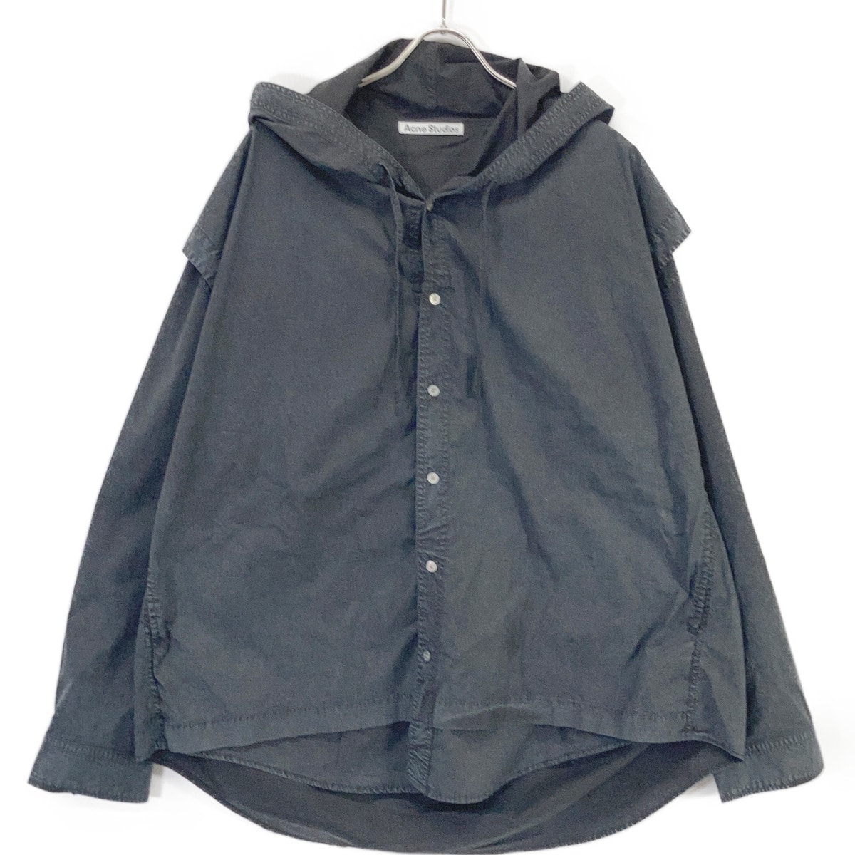 アクネ ストゥディオズ ブラック FN-MN-SHIR000861 ガーメントダイ フーディシャツ 46