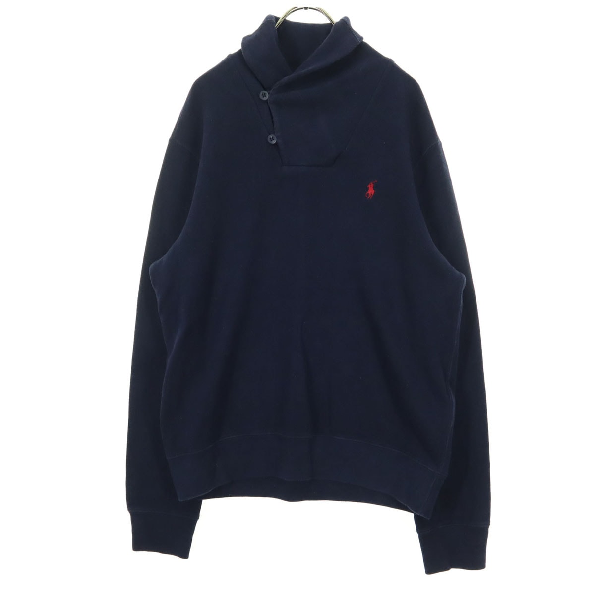 Polo by Ralph Lauren ポロバイラルフローレン コットン ロゴ刺繍 長袖 ショールカラー コットン ニット M ネイビー