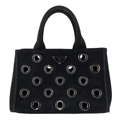 プラダ PRADA ハンドバッグ ショルダーバッグ カナパ キャンバス ブラック レディース【中古】 z9302
