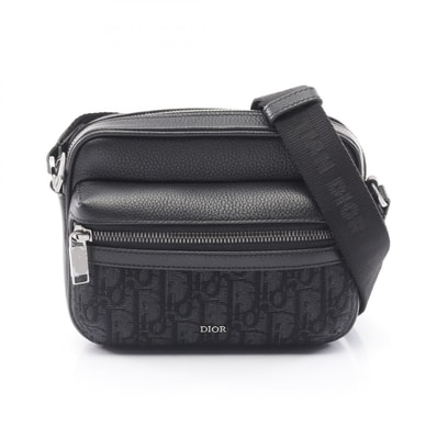 ディオール Dior Rider 2.0 ジップ メッセンジャーバッグ ミニ オブリークジャカード ショルダーバッグ バッグ キャンバス レザー メンズ ブラック系 【中古】