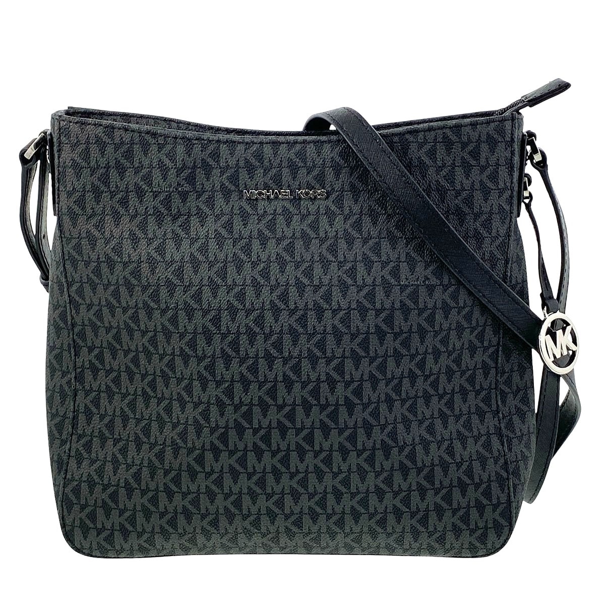 Michael Kors マイケルコース ジェット セット トラベル メッセンジャー ショルダーバッグ 35F8STVM7B PVCコーティングキャンバス ブラック レディース【中古】