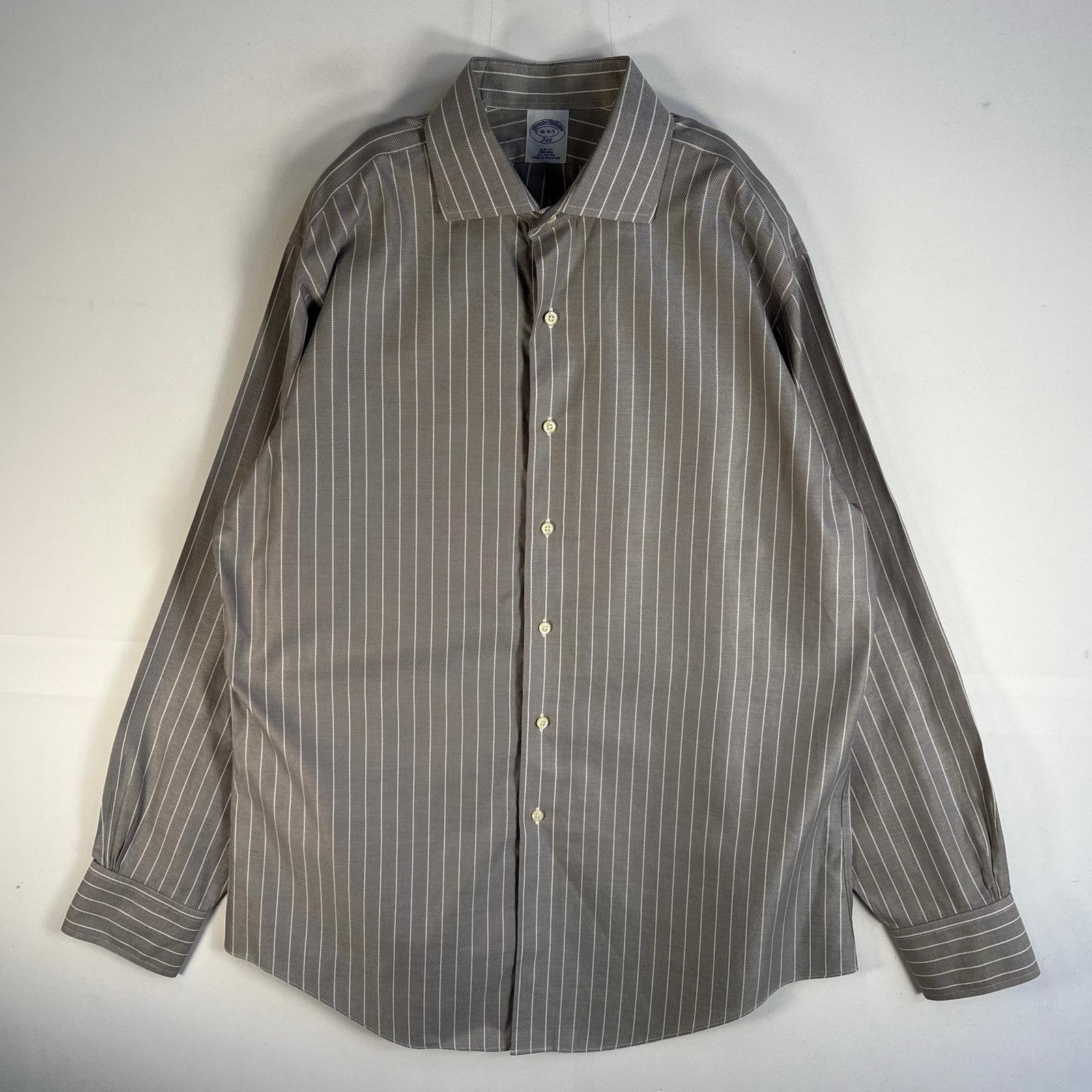 古着 ブルックスブラザーズ Brooks Brothers 長袖シャツ 346 カラーステイ L グレー系 ストライプ メンズ