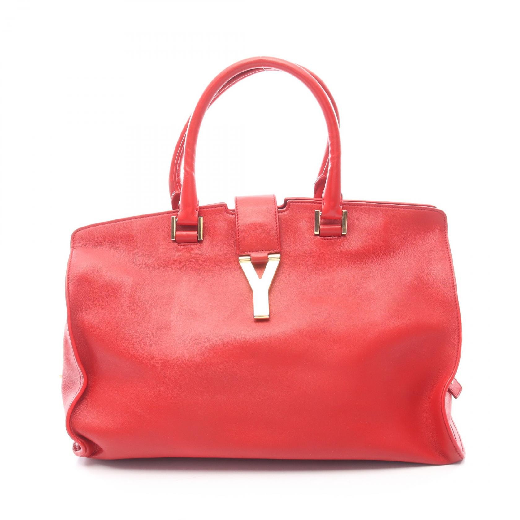 サンローランパリ SAINT LAURENT PARIS Yライン カバス ハンドバッグ バッグ レザー レディース レッド系 【中古】