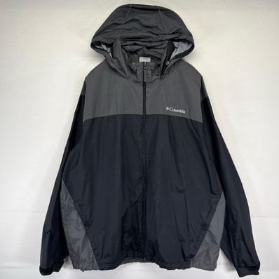 古着 コロンビア Columbia ナイロンジャケット ワンポイントロゴ刺繍 フルジップ アウトドア マウンテンパーカー 2XL ブラック メンズ