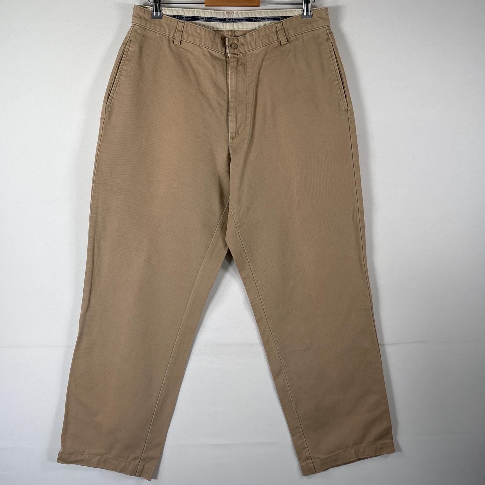 古着 ポロ・ラルフローレン POLO RALPH LAUREN チノパンツ ポロチノ ボトムス ワンポイントロゴ コットンパンツ w34 L34  ベージュ系 メンズ