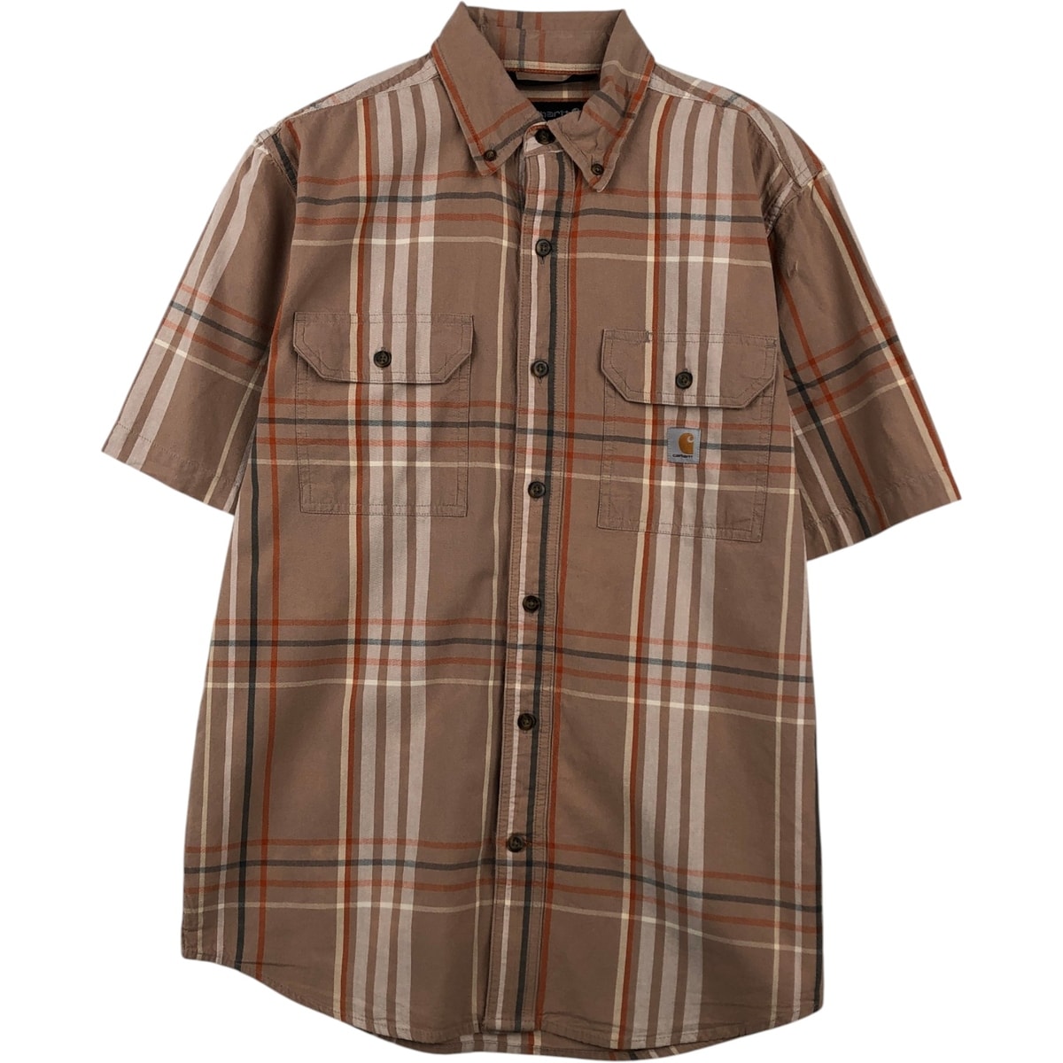 古着 カーハート Carhartt Loose Fit チェック柄 ボタンダウン 半袖 ワークシャツ メンズS相当/eaa650580