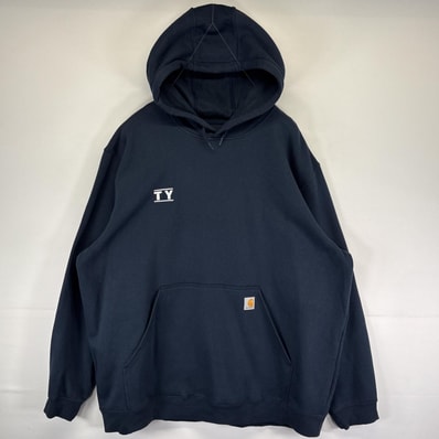 古着 カーハート Carhartt パーカー スウェット 大きいサイズ ワーク プルオーバー 3XL ネイビー メンズ