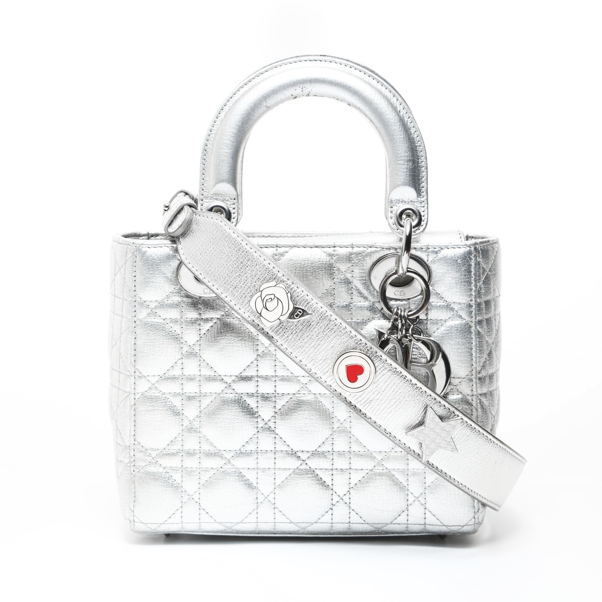 ディオール Dior レディディオール カナージュ メタリック ハンドバッグ【中古】