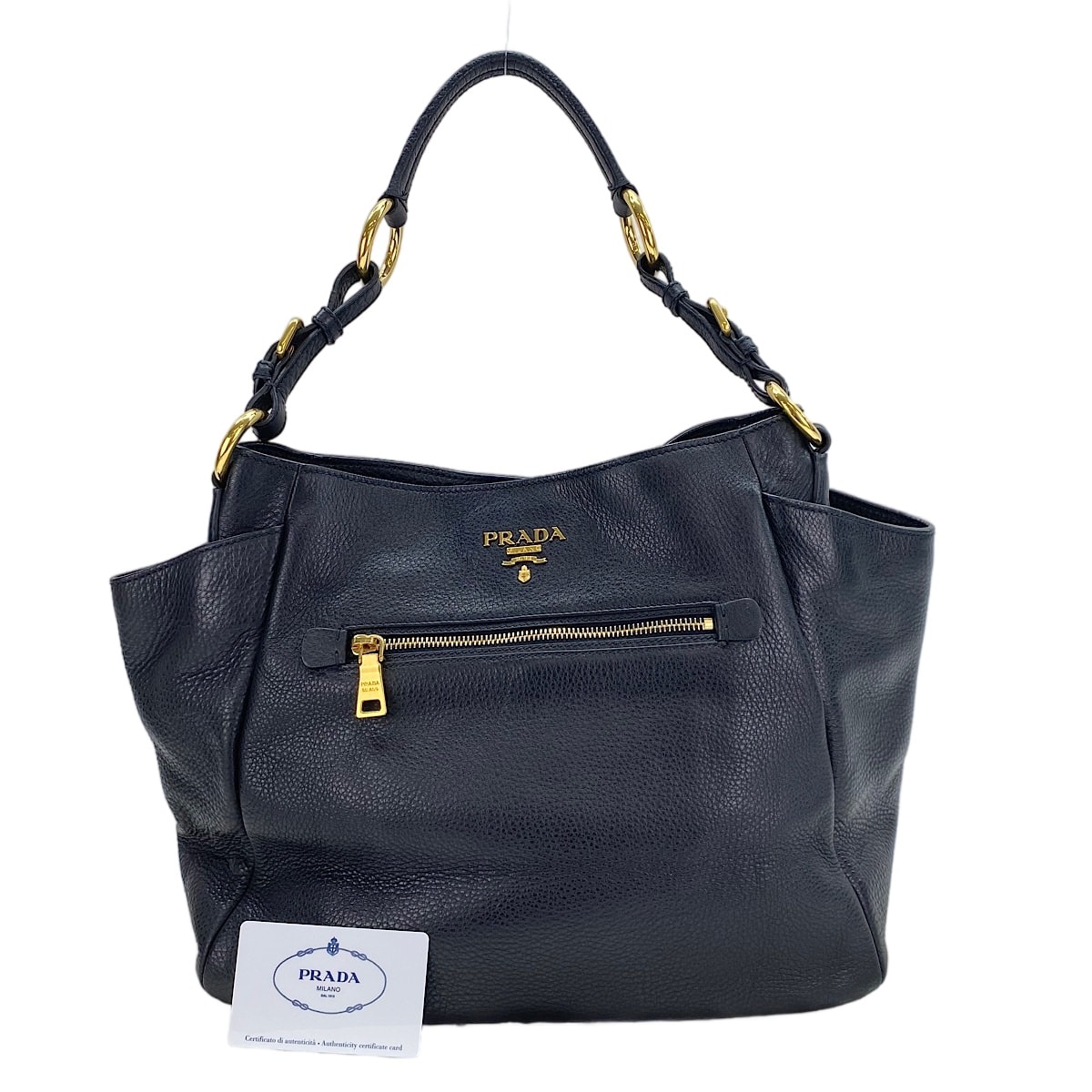 プラダ PRADA レザー ショルダーバッグ【中古】