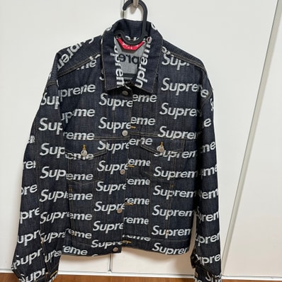 Supreme Jacquard Logos Denim Trucker Jacket "Indigo"