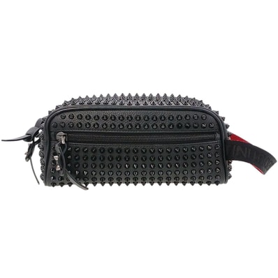 Christian Louboutin クリスチャンルブタン ブラスター スパイクスタッズ セカンドバッグ レザー ブラック レッド レディース【中古】
