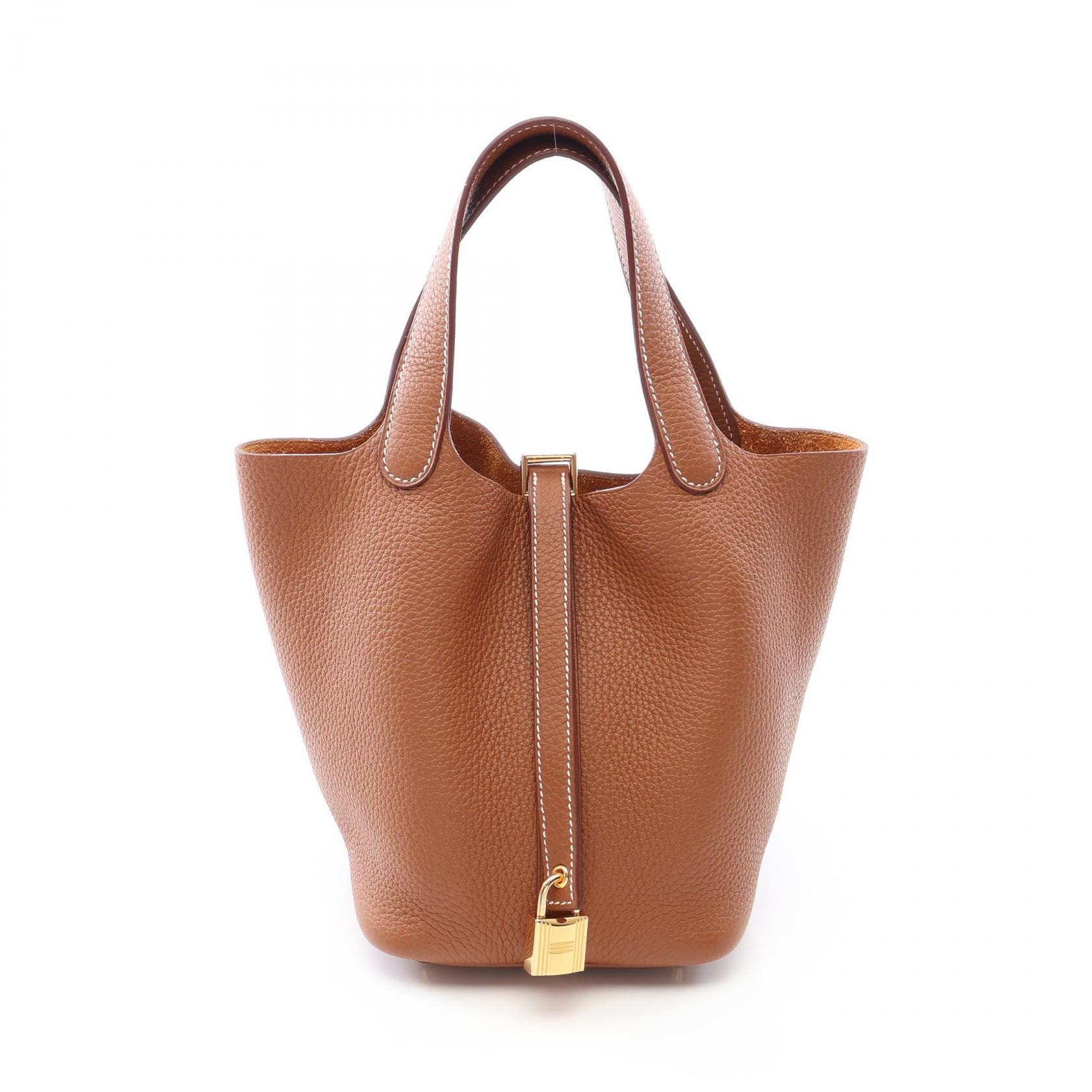 エルメス HERMES ピコタンロックPM ハンドバッグ バッグ レザー トリヨンクレマンス トリヨンクレマンス ゴールド B刻印(2023年製造) レディース ブラウン系 【中古】