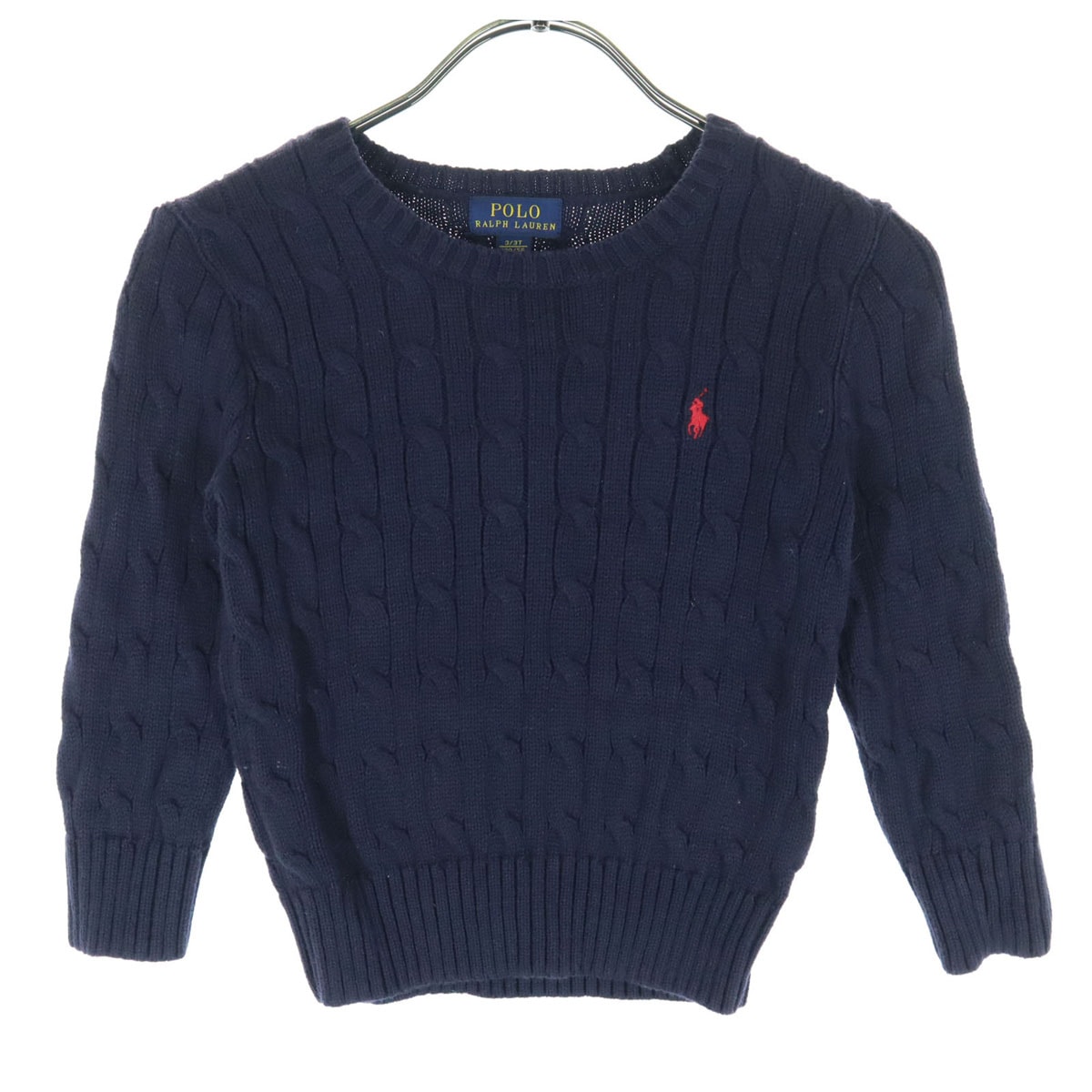 POLO RALPH LAUREN ポロラルフローレン フィッシャーマン 長袖 ケーブル編み コットン ニット 100 ネイビー