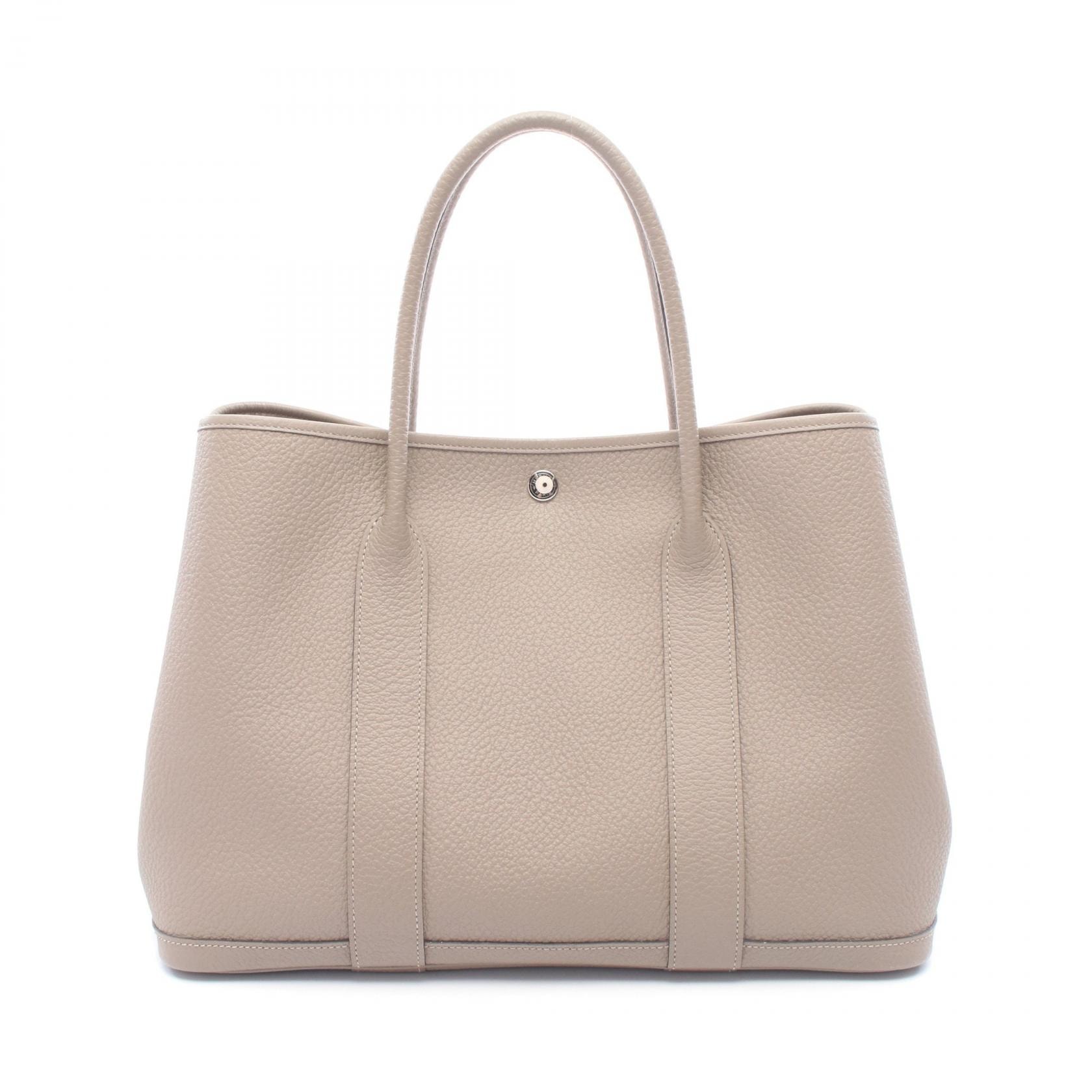 エルメス HERMES ガーデンパーティPM トートバッグ バッグ レザー ヴァッシュカントリー ヴァッシュカントリー グリアスファルト A刻印(2017年製造) レディース ベージュ系 【中古】