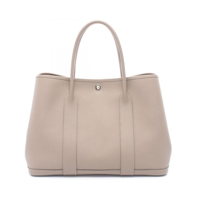 エルメス HERMES ガーデンパーティPM トートバッグ バッグ レザー ヴァッシュカントリー ヴァッシュカントリー グリアスファルト A刻印(2017年製造) レディース ベージュ系 【中古】