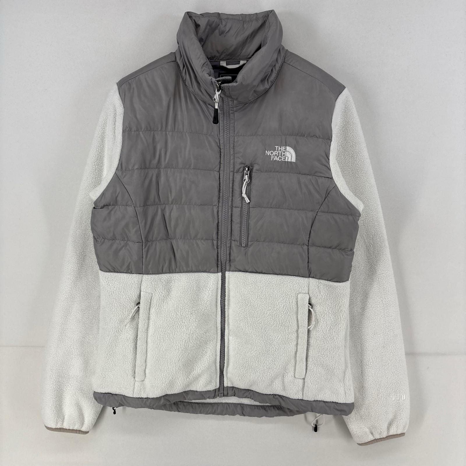 古着 ザ・ノースフェイス THE NORTH FACE ジャケット フルジップ ポーラテック ナイロン切替え ツートンカラー S  ホワイト レディース