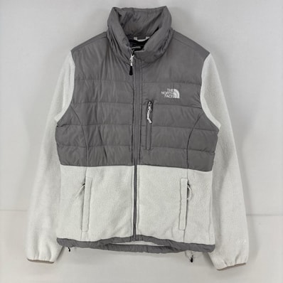 古着 ザ・ノースフェイス THE NORTH FACE ジャケット フルジップ ポーラテック ナイロン切替え ツートンカラー S ホワイト レディース